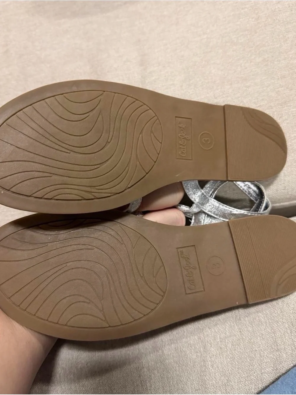 Cat & Jack Metallic Silver Bow-Strap Women's Sandals